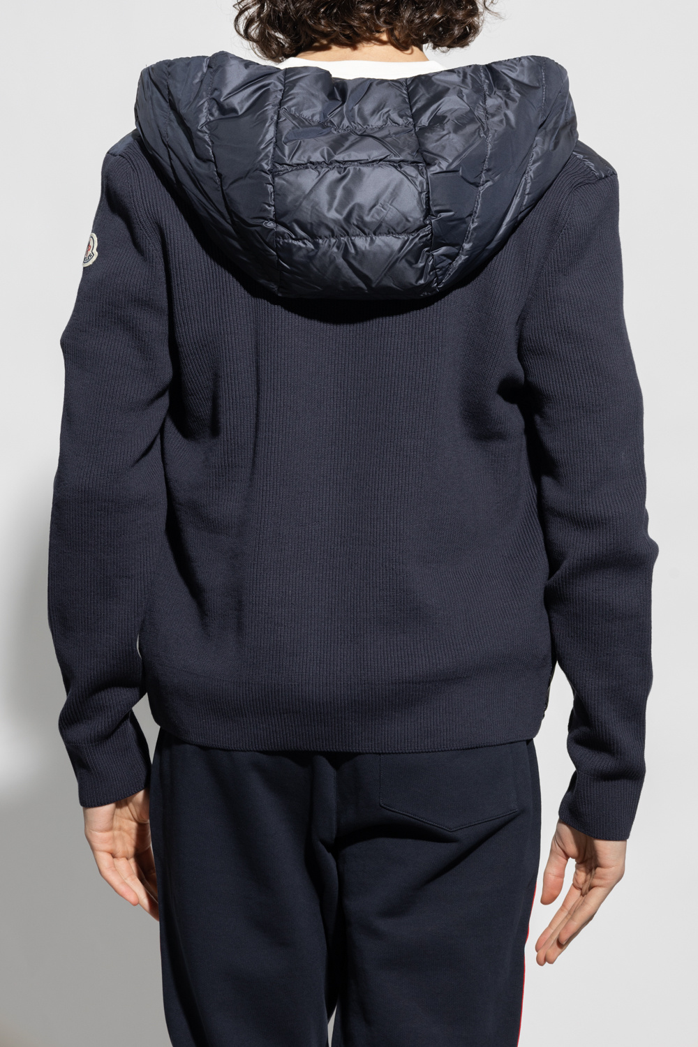 Navy blue Cardigan with quilted front Moncler